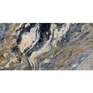 GRESIE MATRIX BLACK - 80X160 cm, porțelanată, rectificata, efect marmură negru-gri cu accente bej-aurii, finisaj elegant super lucios, ideală pentru interioare moderne și spații premium.