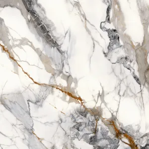GRESIE GOLD RISSA (GS88063) - 80X80 cm, porțelanată lucioasă, rectificată, cu tehnologie Inkjet Nano Crystal Silk Printing și inserții aurii, destinată interioarelor moderne și elegante.