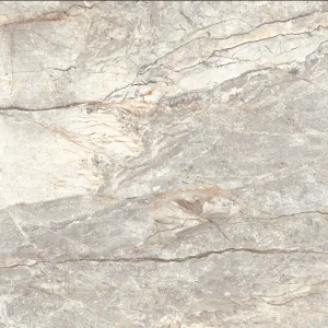 GRESIE RIVER GREY MT - 60X60 cm, porțelanată, glazurata, aspect de piatră naturală în tonuri de gri cu vene bej-aurii, finisaj mat, ideală pentru interior și exterior.