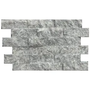 MARMURA SILVER STORM - 5X15 cm, scapitată, soluția ideală pentru placări elegante, cu textură naturală și nuanțe rafinate de gri, potrivită pentru interior și exterior.