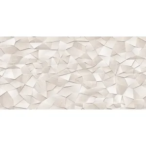 FAIANTA MURRAY HL 22177-HL - 30X60 cm, ceramica glazurata, rectificata, suprafata lucioasa, transformă spațiul printr-un joc de forme geometrice 3D și tonuri elegante de crem-bej, ideală pentru accente rafinate în băi sau bucătării.