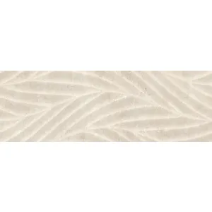 FAIANTA DELIGHT CREMA DÉCOR-1 30X90 cm, ceramica glazurata, rectificata, aduce un efect decorativ discret și rafinat prin textura sa ondulată și mată, perfectă pentru interioare elegante.