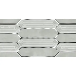 FAIANTA HURON HL 22186-RM1 - 30X60 cm, ceramica glazurata, rectificata, suprafata lucioasă, cu efecte metalice argintii și relief geometric modern, accent vizual rafinat pentru pereți interiori.
