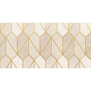 FAIANTA OXALIS HL1 32241-GLM1 - 30X60 cm, ceramica glazurata, rectificata, mata, model geometric cu accente aurii, ideală pentru interioare rafinate.