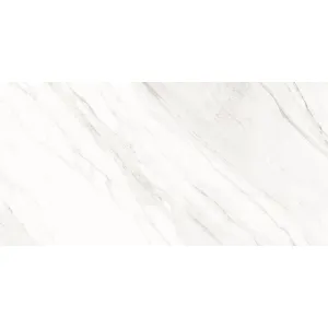 GRESIE CARRARA CLASSICO - 60X120 cm, porțelanată, aspect de marmură albă cu texturi gri fine, în nuanță clară, finisaj lucios elegant, ideală pentru interioare și exterioare rafinate.