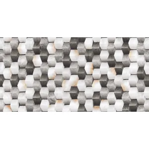 GRESIE PORTELANATA PT PLACAT PERETI 7680 - 30X60 cm, porțelanată, decorative, aspect mat în relief 3D, în nuanțe de gri, alb și antracit, ideală pentru placări murale interioare și exterioare.