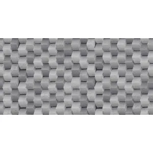 GRESIE PORTELANATA PT PLACAT PERETI 7677 - 30X60 cm, porțelanată, decorativă, aspect mat în relief 3D, nuanțe de gri uniform, potrivită pentru placarea pereților la interior și exterior.