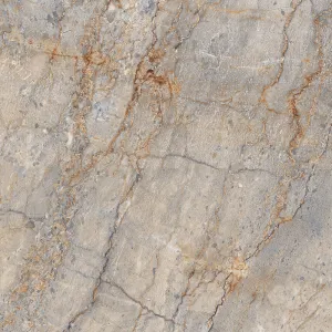 GRESIE MARMOL NATURAL - 60X60 cm, porțelanată, lucioasa, nuanță gri cu inserții maro, aspect autentic de piatră naturală, ideală pentru spații elegante și rezistente.