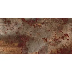 GRESIE PLUTONIC EARTH GRANDE - 60X120 cm, porțelanată, finisaj mat metalizat în tonuri de bronz și roșu-oxid, cu design industrial, ideală pentru spații interioare și exterioare moderne.