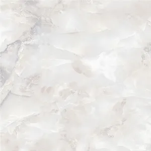 GRESIE ATHENOS MARBLE - 60X60 cm, ceramica glazurata, margini contur laser cut, finisaj lucios, design marmorat în nuanțe delicate de alb și crem, ideal pentru interioare elegante.