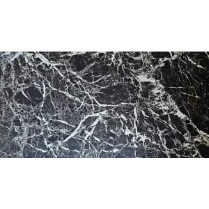 GRESIE BLACK EMPERADOR - 60X120 cm, porțelanată, negru-marmorat, finisaj super lucios (high glossy), ideală pentru interioare elegante și sofisticate.