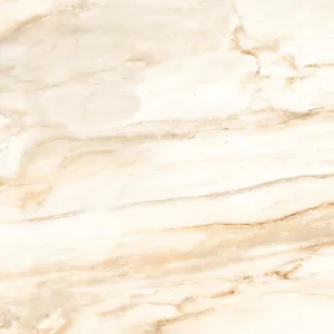 GRESIE AMRON GOLD - 60X60 cm, porțelanată, lucioasă, aspect de marmura naturala în nuanțe calde de crem și auriu deschis, cu vene delicate, ideală pentru interioare elegante și luminoase.