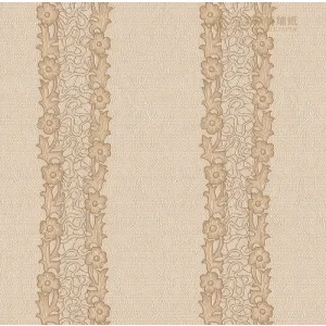 TAPET PVC TALISA 832205 - 53X1000 cm (5.3 mp/rola), în nuanțe calde de bej, cu dungi verticale și motive florale în relief. O alegere elegantă pentru interioare clasice sau romantice, oferind rafinament și textură pereților.