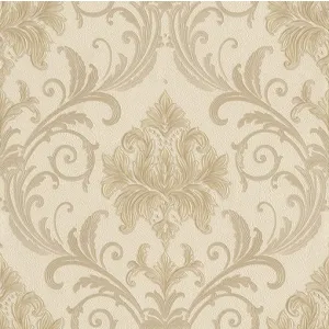 TAPET MAINZ GK 88367 - 53X1000 cm (5.3 mp/rolă), cu model baroc în nuanțe calde de bej și auriu deschis. O alegere elegantă pentru interioare clasice, ce oferă rafinament și echilibru vizual.