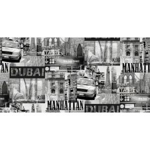 TAPET 5D SPACE GK 855873 - 106X1000 cm (10.6 mp/rolă), cu imprimeu urban alb-negru, inspirat din peisaje emblematice din New York și Dubai. Ideal pentru decoruri moderne, aduce energie, dinamism și profunzime vizuală spațiilor interioare.