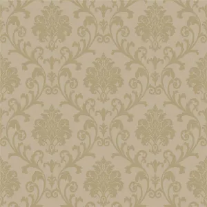 Tapet BLUE JAZZ GK NVP 324901 – 53x1000 cm (5.3 m²/ rola), PVC, lavabil, model clasic damasc , elegant, in nuante de bej si auriu cald, textură fin embosată, ideal pentru interioare rafinate și armonioase.