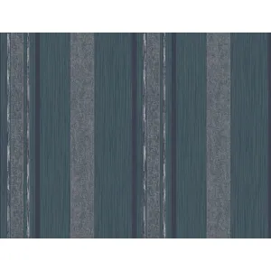 Tapet ROCK CRYSTAL NVJ306106 – 70x1000 cm (7 m² / rolă), hartie, model modern elegant cu dungi verticale în tonuri de albastru închis și accente metalice.