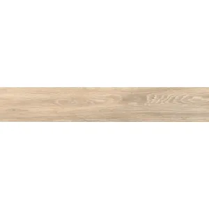 GRESIE KASHMIR WOOD TEAK - 20X120 cm, porțelanată, glazurata, mată și texturată în relief, în nuanțe bej–maro deschis (teak), cu aspect natural de lemn, ideală pentru spații interioare.