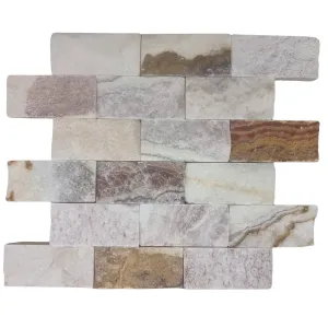 MOZAIC RAINBOW ONYX - 29X30.5 cm, grosime variabila 1.5-1.8 cm, finisaj split face, nuanțe multicolore și textură neregulată, ideal pentru decoruri spectaculoase și elegante.