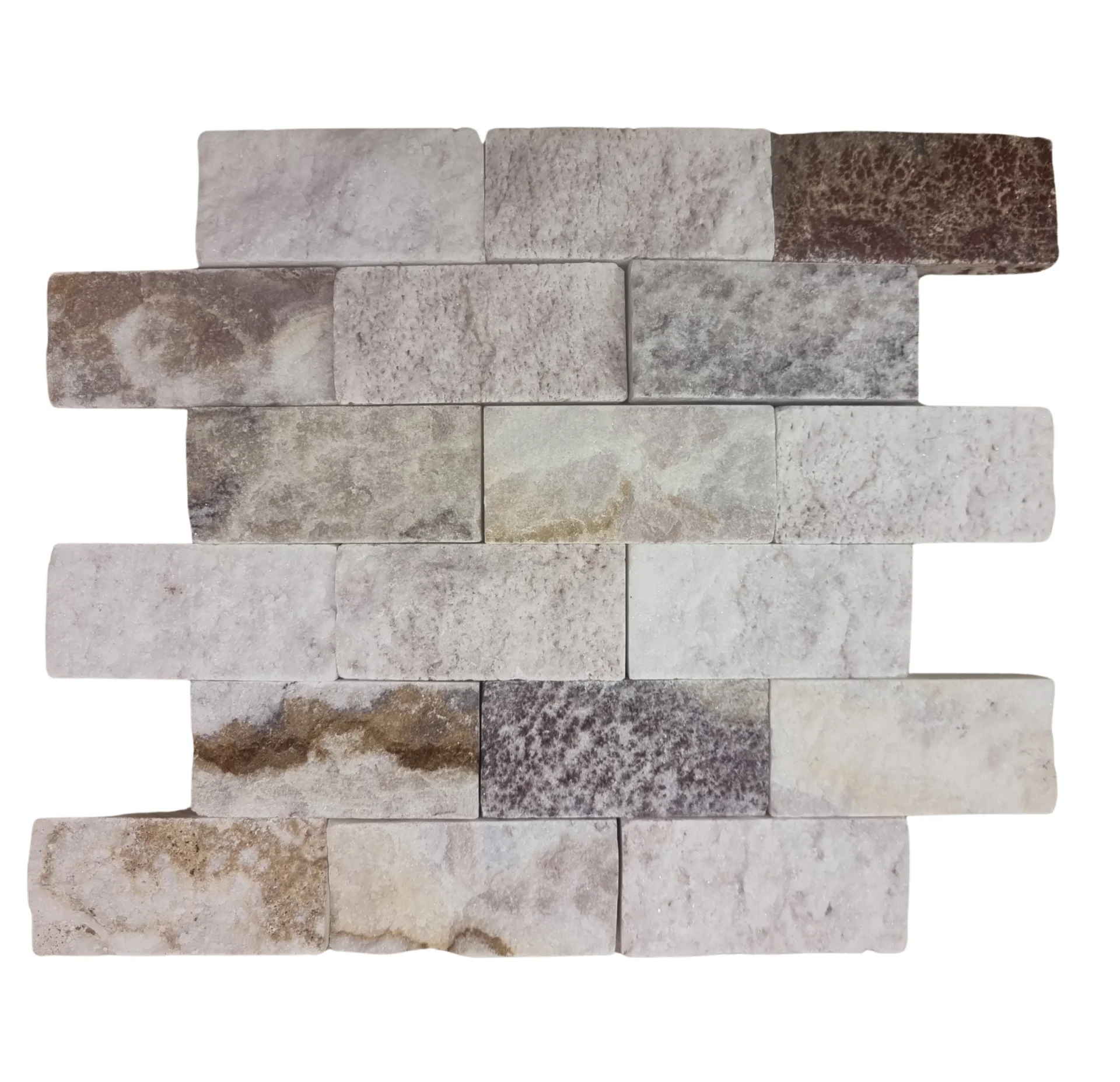 MOZAIC RAINBOW ONYX - 29X30.5 cm, grosime variabila 1.5-1.8 cm, finisaj split face, nuanțe multicolore și textură neregulată, ideal pentru decoruri spectaculoase și elegante.