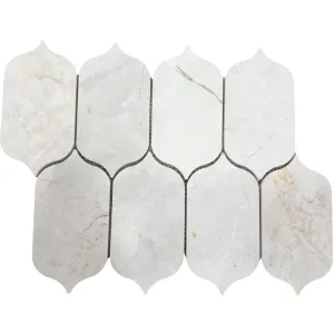 MOZAIC DIN MARMURA ORIENTAL - 23X30.5 cm, cu finisaj mat, în nuanțe deschise de alb și bej, eleganță orientală într-un format decorativ aparte.