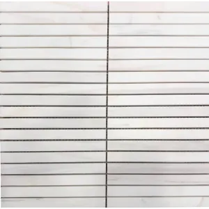 MOZAIC DIN DOLOMIT BAR - 30.5X30.5 cm, finisaj slefuit, în nuanțe de alb cu vene discrete gri sau roz pal, o alegere modernă și elegantă.