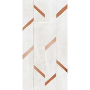 GRESIE GAIA GREY DECOR - 59.5X119.3 cm, decorativă, porțelanată, mată, rectificată, aspect de marmura gri cu inserții metalice aramii elegante.