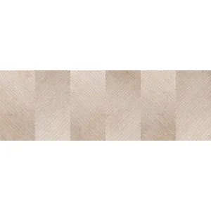 FAIANTA AC-13341-HL2 IRISH CREAM - 25X75 cm, ceramica glazurată, rectificată, cu finisaj mat și model unitar în relief de tip “Chevron”, nuanțe calde de crem, destinată placării pereților la interior.