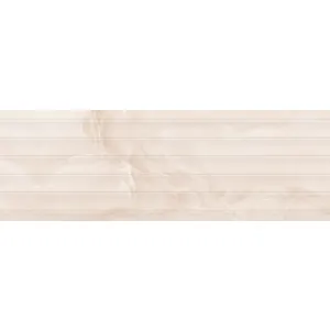 FAIANTA MACCHIATO 14005-HL2 - 25X75 cm, ceramica glazurata, rectificata, finisaj lucios, aspect de marmura onyx bej deschis, suprafata cu detalii liniare in relief.