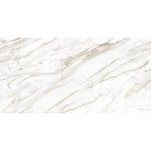 GRESIE GS ATLANTA WHITE - 60X120 cm, porțelanată, rectificata, finisaj lucios cu efect gold carving, alb elegant, ideală pentru interioare sofisticate.