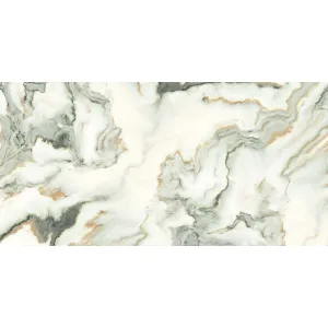 GRESIE GOLDEN GS SWITHIN GREEN - 60X120 cm, porțelanată, lucioasă cu efect carving auriu, ideală pentru pardoseli și pereți, interior/exterior.