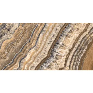 Gresie interior, 60X120 cm, KINGDOM BROWN-A, aspect piatra naturala , maro ,lucioasa, rectificata