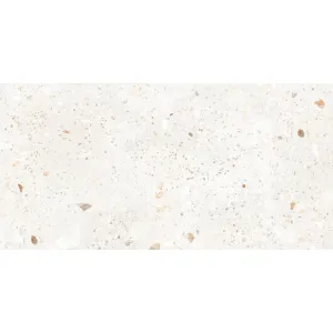 GRESIE LILARC BIANCO - 60X120  cm, portelanată, rectificată, cu finisaj mat și aspect Terrazzo crem, ideală pentru spații moderne și elegante, interioare si exterioare.