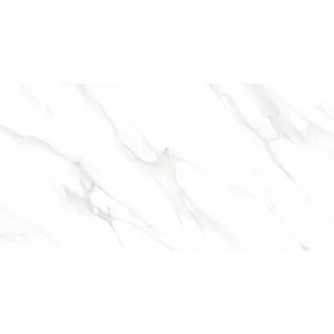 GRESIE GERBERA STATUARIO - 60X120 cm, cu finisaj lucios și aspect elegant de marmură albă cu vene gri. Ideală pentru interioare rafinate, compatibilă cu încălzirea în pardoseală.