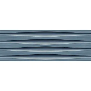 FAIANTA BALENO AQUA DK - 25X75 cm, ceramica glazurata lucioasă, rectificată, cu design 3D, in nuanțe de albastru închis, ideală pentru decoruri moderne și elegante.