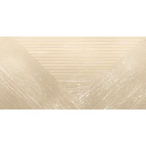 GRESIE MULTICARVING CR CROSS WOOD CREMA - 60X120  cm, portelanata, rectificata, aspect lemn texturat în model geometric, crem-bej, finisaj carving mat, ideală pentru spații modern, interior si exterior.