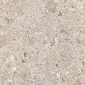 Gresie portelanata bej crem, NOOR CREMA R11 60X60X2CM, mată in relief, aspect piatra naturala terrazzo