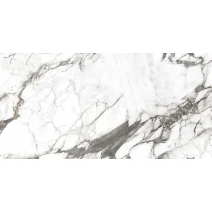 GRESIE CALACATA GOLD NATURAL 60x120 cm, porțelanată glazurată, aspect marmură albă cu venaturi gri, finisaj lucios, elegantă și rezistentă, ideală interior exterior și încălzire în pardoseală