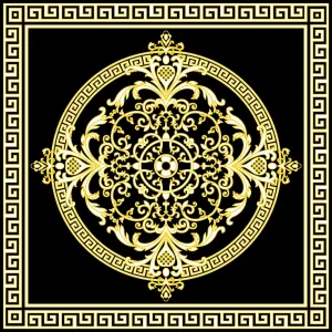COVOR CERAMIC T1212G ETERNAL NOIR (4 PLACI) – 120X120 cm, culoare negru, elegant cu gravuri adanci aurii, format din 4 plăci porțelanate glazurate de dimensiunea 60X60, un accent regal pentru decorarea pardoselilor la interior.