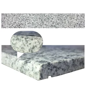 GLAF GRANIT NH GRI MARGINE BRUTA NELUSTRUITA - 15X124X2 cm, grosime 2 cm, cu picurător și margine bizotata nelustruita, ideal pentru interior și exterior.