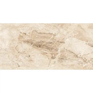 GRESIE BRESSCIA LIGHT - 80X160 cm, porțelanată, rectificata, efect de marmură crem-bej, super lucioasă, elegantă și rezistentă, pentru spatii interioare.