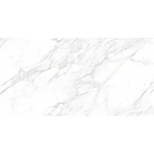 GRESIE CALACATTA NATURAL GRANDE - 80X160 cm, porțelanată, rectificata, finisaj super lucios high glossy, alb natural cu vene gri fine, aspect marmură Calacatta.