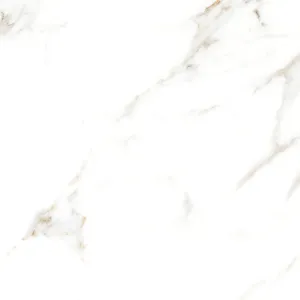 GRESIE 1006 - 60X60 cm, porțelanată lucioasă, rectificata, alb cu venaturi subtile gri-maronii, pentru un design luminos și elegant.