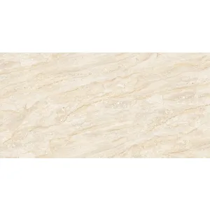 GRESIE VENETO GRANDE IMPERUS - 60X120 cm, porțelanată lucioasă, nuanțe calde de bej cu efect de piatră naturală, rectificată, pentru un design elegant și luminos.