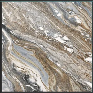 GRESIE GOLD GENOVA (GS88001) - 80X80 cm, porțelanată, glazurata, rectificata, suprafata lucioasa, aspect de marmura naturala in mix de nuante de gri, maro si alb, cu inserții aurii elegante, ideală pentru interioare luxoase și moderne.