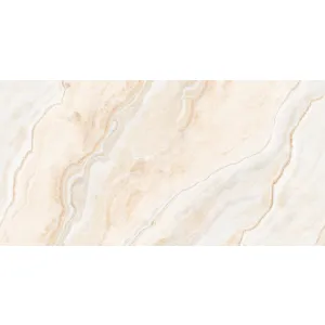 GRESIE ONYX FANTASY-A - 60X120 cm, porțelanată-glazurată, lucioasă, crem cu efect onix translucid, ideală pentru spații elegante, interior și exterior.