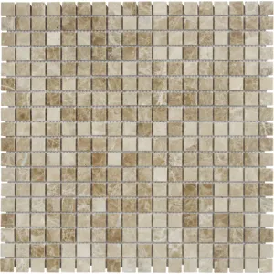 MOZAIC PE PLASA AGOR41P07 - 30.5X30.5 cm, pe plasa, din marmură naturală în tonuri de bej și crem, ideal pentru decoruri interioare și exterioare elegante.