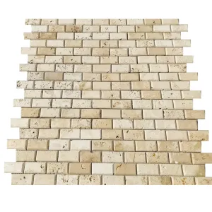 MOZAIC DIN TRAVERTIN LIGHT BIZOTAT - 30.5X30.5X1 cm, bej, bizotat, mat și nechituit, ideal pentru spații interioare elegante, cu accent rustic.