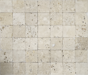 TRAVERTIN LIGHT - 10X10x1 cm, în nuanțe deschise de crem și bej, cu finisaj antichizat și textură natural, ideal pentru amenajări cu stil clasic, rustic sau mediteranean.