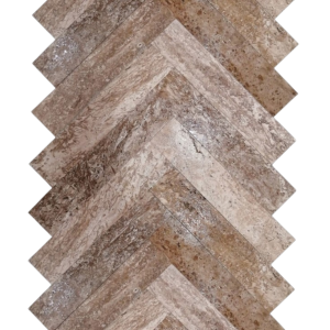 TRAVERTIN NOCHE - 12X60X1.2 cm, cu finisaj periat (brushed), nechituit și textură wavy (ondulata), ideal pentru placări interioare și exterioare cu un aspect modern-rustic, natural și tridimensional.